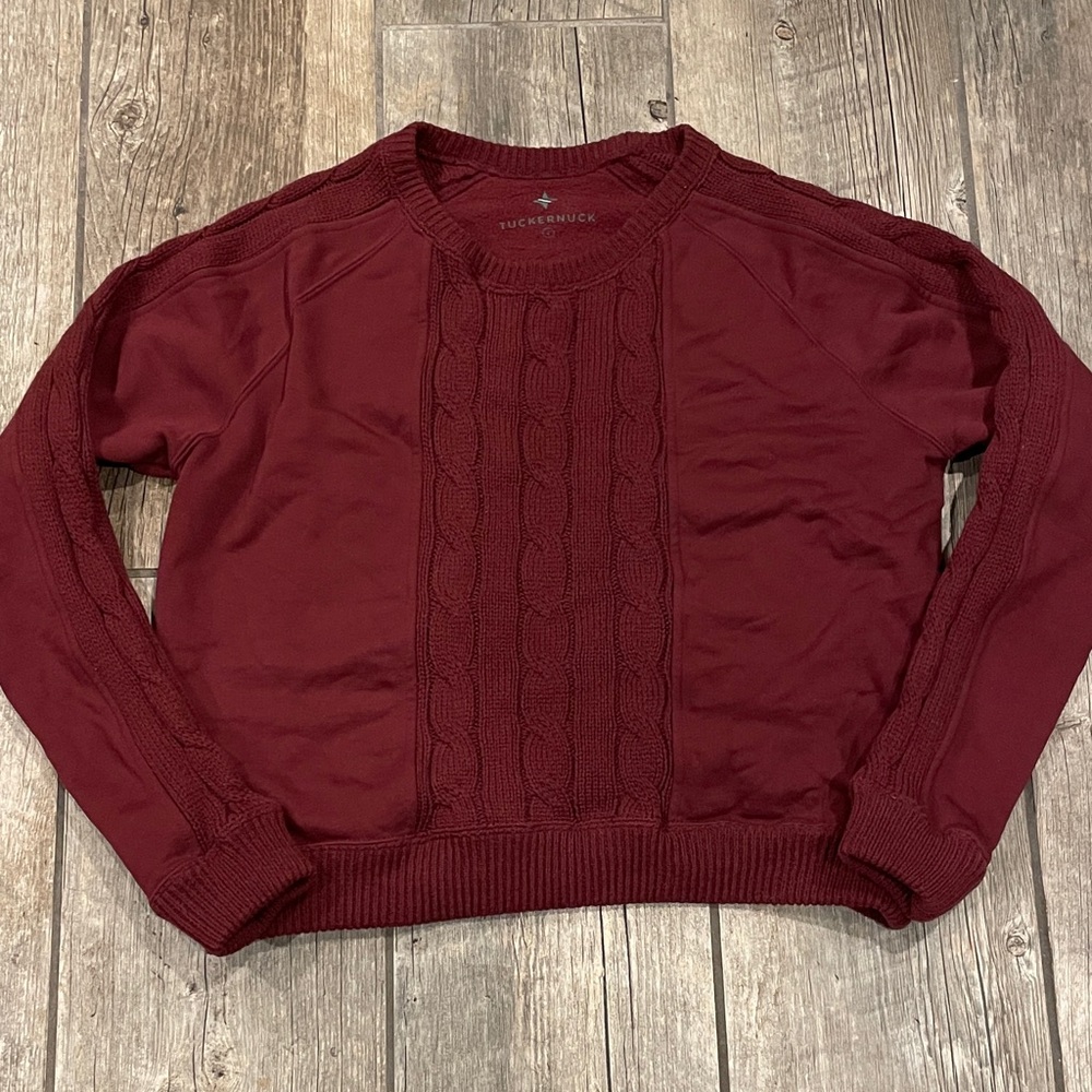 Tuckernuck Burgundy Cable Knit Sweater crewneck